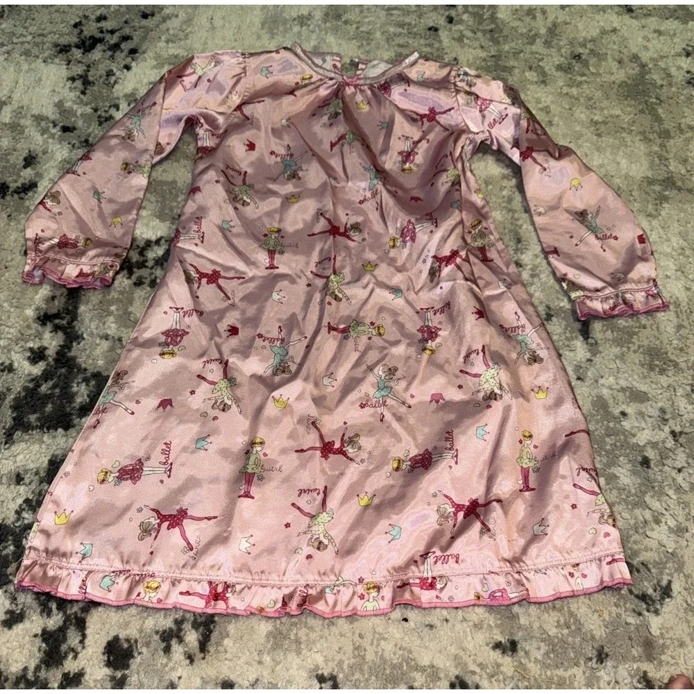 Ballerina Pink Long Sleeve Dress Pajamas Girls Youth Size Small (7)